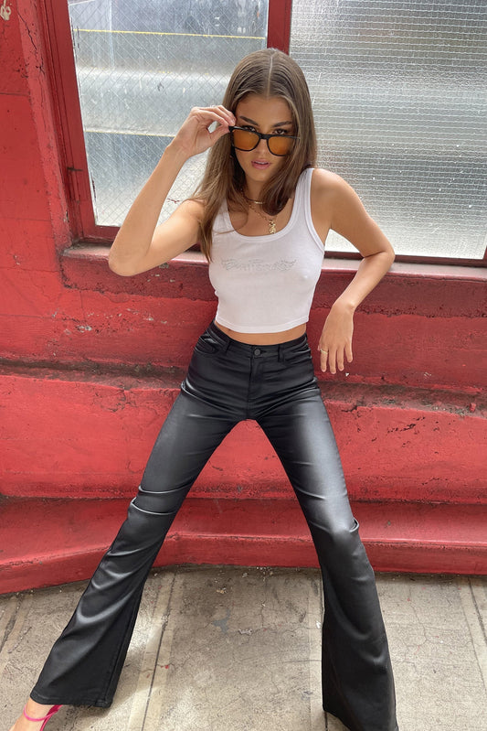Lisa | Skinny Fit Leren Flare Jeans