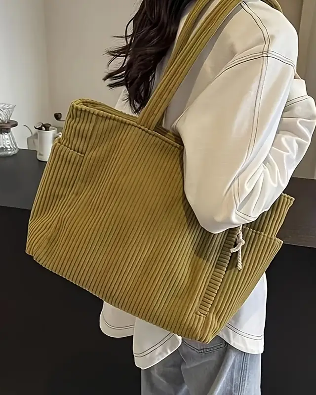 Tilda | Geribbelde Draagtas met Koorddetail