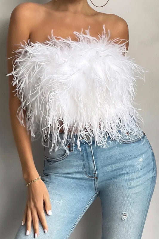 Genevieve | Feather Crop Top