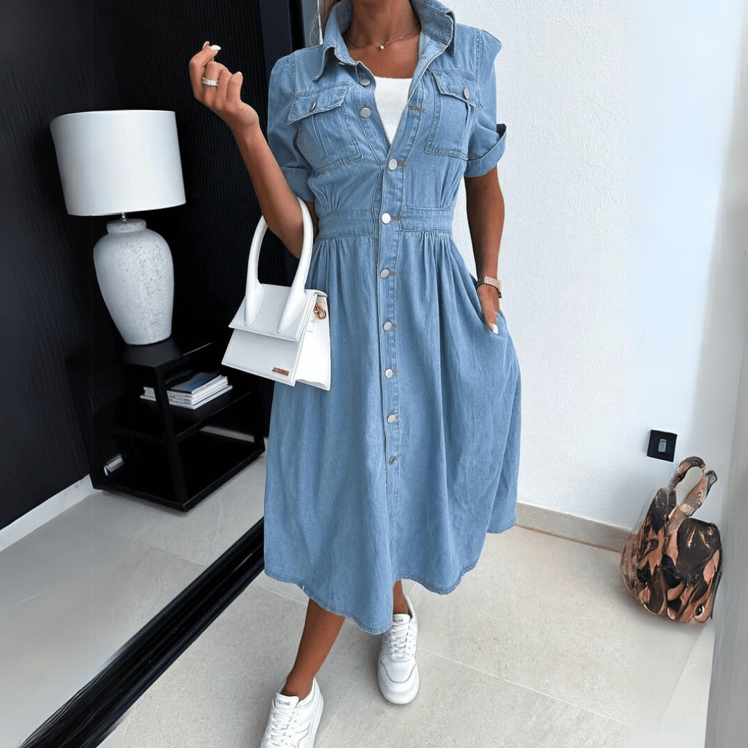Ashley | Duurzame Denim Jurk met Tijdloze Pasvorm