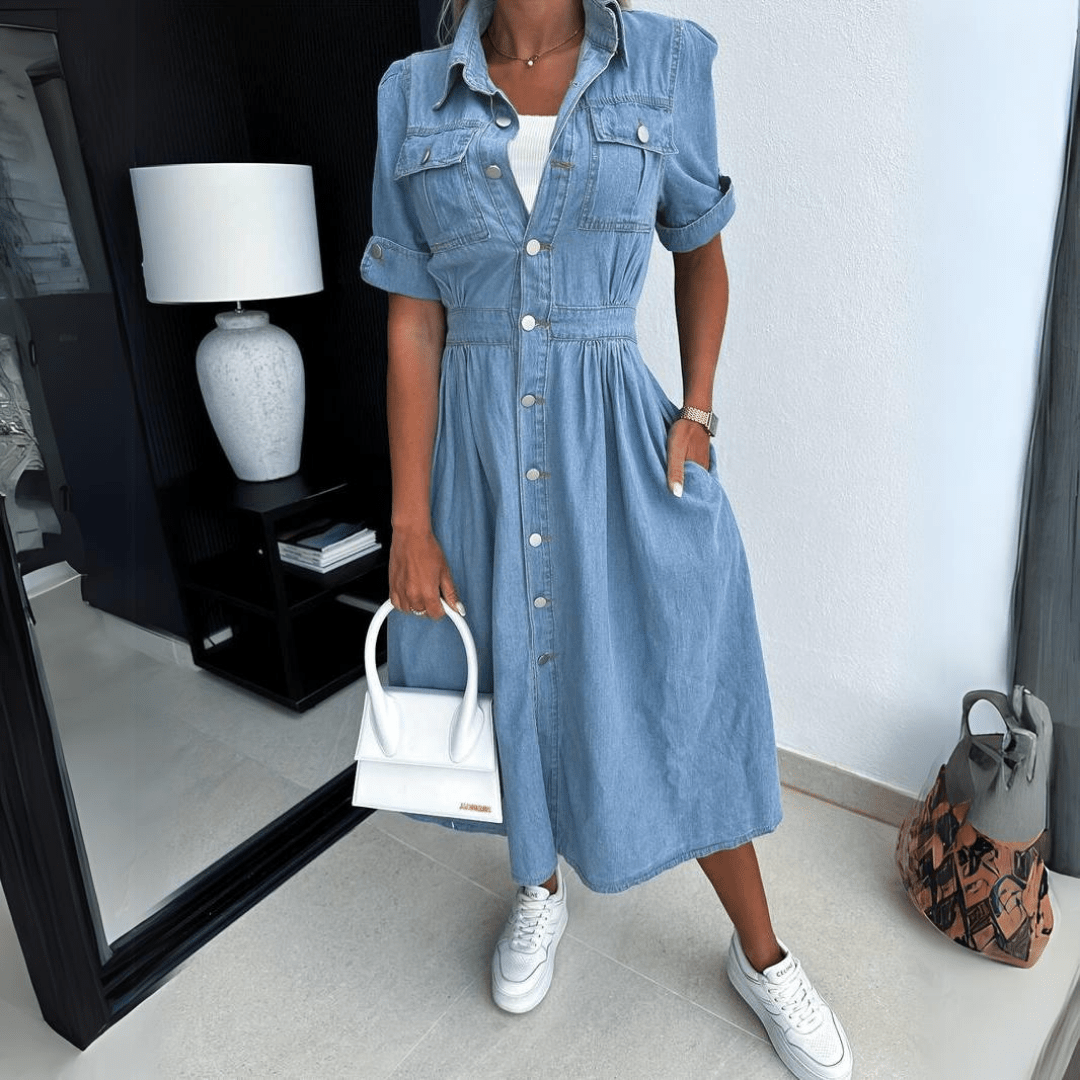Ashley | Duurzame Denim Jurk met Tijdloze Pasvorm